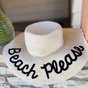 Beach Please Floppy Woven Hat